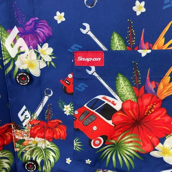 Men's Dixxon Snap-On Tools Hawaiian Shirt L Tropical Limited Edition Beach EUC - Picture 3 of 11